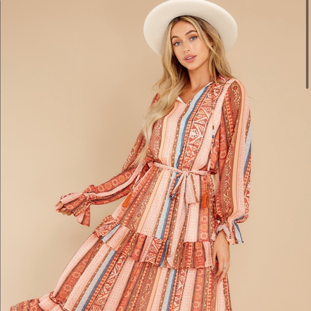 Red Dress Stand Tall Rust Multi Print Maxi Dress